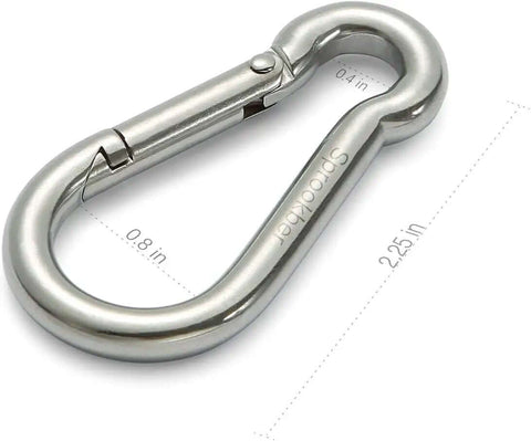 Stainless Steel Spring Snap Hook Carabiner Clips Set Of 6 For Camping Hiking Ropes Keys And Gear With 286 Pound Load Capacity 304 Stainless Steel Durable Quick Connect.