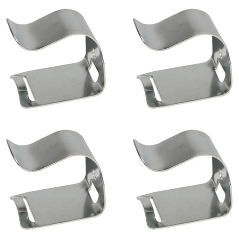Top Shelf Heavy Duty Universal Fire Extinguisher Hose Clips U Bracket 100 Pack For 5 30 Lb Extinguishers Indoor Outdoor Silver Steel Quick Install Kit - silver steel clips view from above.