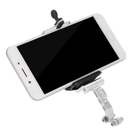 Adjustable Phone Holder Mount For RC Transmitters And Drone Pilots, Universal Bracket For 5.5 Inch Phones, shown mounted