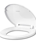 Round Toilet Seat With Non Slip Bumpers Universal Quiet Close Lid Easy To Install Never Loosen Fits Standard Round Toilets Bowl Durable White With Soft Close Hinges System