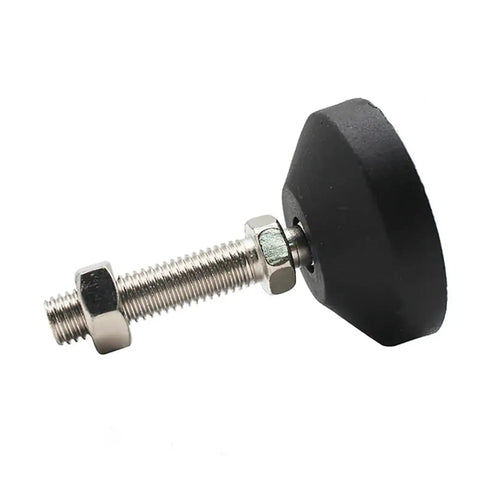Rock Solid Nylon Universal Adjustment Feet M8 To M20 Sizes Adjustable Leveling Glides with stainless steel thread and rubber cushion.