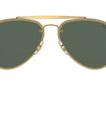 Front view of Blaze Aviator Sunglasses For Unisex, Gold Frames With Dark Green Lenses, 61 Millimeter Size, Non Polarized Plastic Lenses