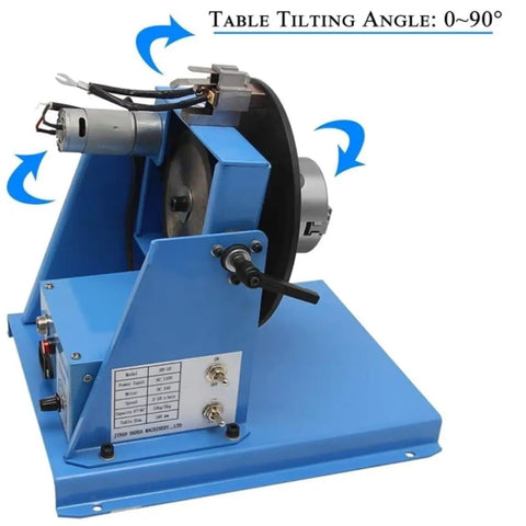 Pro Grade Rotary Welding Positioner With 65Mm Chuck, Smooth 0-90 Rotation Table For Pipe Fabrication, controls view as seen from the right.