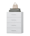 4 Drawer Stackable Closet Organizer Unit With Drawers, white, sturdy MDF frame, suitable for hanging clothes, versatile storage