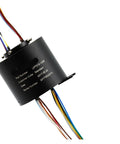 Hardcore 60Mm Through Hole Conductive Slip Ring For Heavy Duty Packaging And Bottle Blowing Gear With 18 Way Signal Lines And 10 Amp Capacity, showing connection wires and black body.