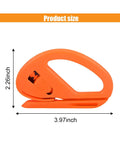 Side view of the Multi Tool Wrapping Paper Cutter And Vinyl Film Cutter with dimensions 3.97 x 2.26 inches in bright orange.