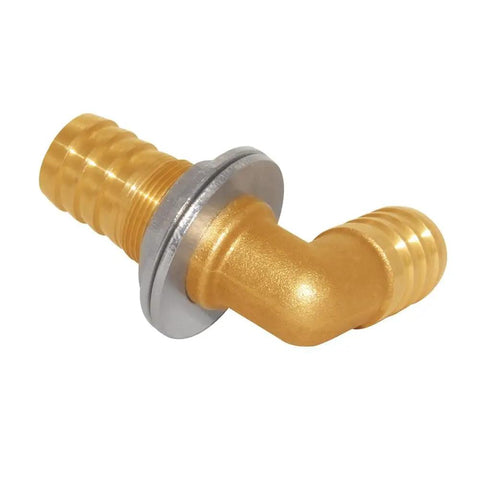 Two Pack Brass 90 Degree Barb Bulkhead Fittings For Three Quarter Inch OD Hose Barb Bulkhead Couplings Tank Connector