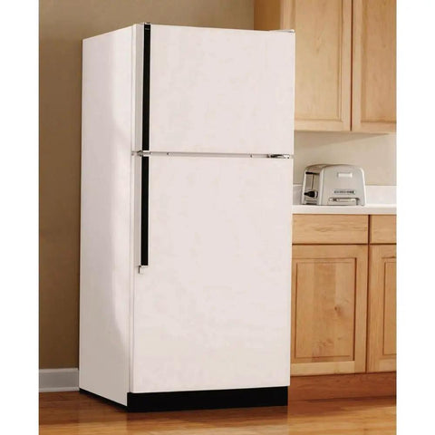 White refrigerator in kitchen, showcasing potential use for White Appliance Touch-Up Paint Brush-On Acrylic Lacquer for Stoves, Refrigerators.