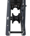 Close-up of Heavy Duty Manual Tube Roller Bender showing black rollers and steel structure, ideal for precision bending tasks.