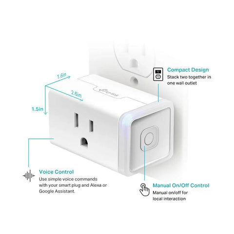 Close-up of Smart Wi Fi Plug Outlet Pack of 2, Works With Alexa and Google Assistant, No Hub Required, Remote Control Via App