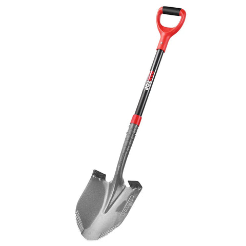Round Garden Shovel With Fiberglass Handle For Gardening And Landscaping Heavy Duty Digging Spade With 1050MN Steel Blade And Sawtooth Edge