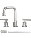 Two Handle 8 Inch Widespread High Arc Bathroom Faucet Brushed Nickel Sleek Look With Spot Resistant Finish Lead Free NSF Certified