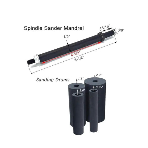 Robust Spindle Sander Drum And Sleeve Replacement Kit For Drill Presses And Benchtop Woodworking Tools That Handles Gnarly Projects Like A Champ Without Breaking A Sweat. Includes spindle sander mandrel and four sanding drums.