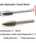 Handyman Favorite White Steel Wood Carving Milling Cutter For Rotary Tools showing two rotary bits with 3-10mm head diameter.