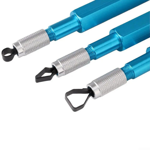 Pro Grade Floor Skiving Cutter Set For Welding Line Smoothing And Scraping With Aluminum Alloy Handles, Three Corner Smoothing Cutters, blue handles and black blades