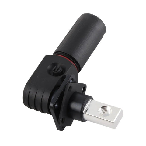Solid Snag M8 Battery Connector Pair For EV Storage With Two Hundred Amp Surge Guard And Smart Reverse Polarity Lock IP67 Rated Slick Hookup Plugs displayed in profile.