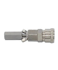 VacU Lock End Connector For Reciprocating Linear Actuator DIY Design, stainless steel, M8 thread, 3.3 inch height, side view