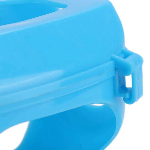 Close-up of blue Heavy Duty Pigeon Injection Holder With Thickened Carrier For Feeding Fixed Mount Bird Supply Sturdy Clip