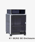 Solid Temperature Box And Sound Dampening Shell For Creality K1 Se And K2 Se 3D Printers, gray enclosure with clear doors.