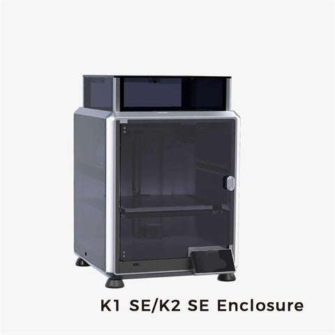 Solid Temperature Box And Sound Dampening Shell For Creality K1 Se And K2 Se 3D Printers, gray enclosure with clear doors.
