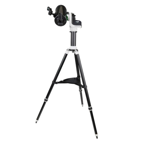 Portable Go-To Alt-Az Tracking Mount For Time-Lapse And Panoramas, 11-Pound Payload shown on tripod, WiFi Enabled App Controlled.