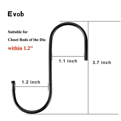 Heavy Duty S Hooks Set 30 Pack Steel Hangin Hooks For Kitchen Pot Rack Pan Cup Closet Organizer Hang Jeans Plants Towels Tools And More Durable Rust Resistant Black Finish Multipurpose Hangers For Home And Garage