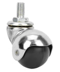 Heavy Duty Universal Ball Bearing Swivel Furniture Casters With 1.5 Inch Screw Stem And Tough Pvc Roller Wheels close-up showing galvanized bracket and black roller.