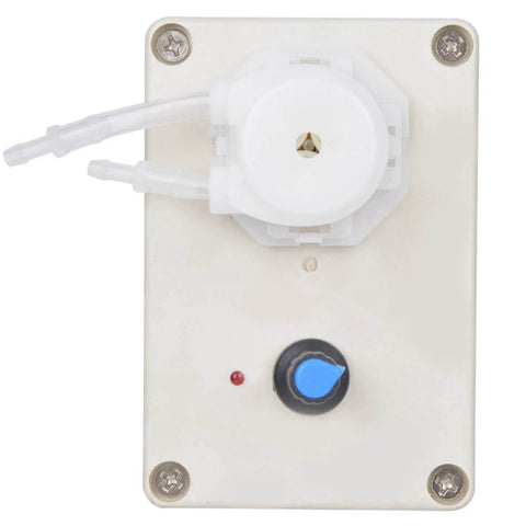 Top view of Peristaltic Liquid Dosing Pump For Lab And Aquarium Use 110 To 240 Volts, 50 And 60 Hz, 4 Watts, adjustable flow control