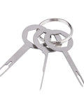 Heavy Duty Wire Terminal Removal Tool Set Three Piece Kit For Auto Electrical Plug Connector Pin Extractor With Comfortable Metal Handle - stainless steel tools on ring
