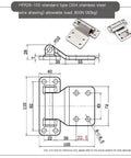 Heavy Duty 304 Stainless Steel Bending Hinge With Corrosion Resistant Finish And Zero Slop Strength For Heavy Loads Across Every Trailer Truck And Industrial Machine Built Right Damn Tough, dimensioned diagram.