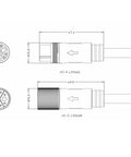 Technical diagram of Electric Bike Hub Motor Cable Connector L915 Waterproof Rugged Extension Cable 800mm Long 9 Pin Plug