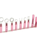 Premium 270 Set Heat Shrinkable Wire Connectors With Insulated Spade Ring Fork And Butt Terminals For All Your Electrical Wiring Repairs Covers 0.4 To 6.0mm2 Range Perfect For Car And Home Projects That Need A Tight Secure Fit Without Any Frustration, pink insulated ring and spade terminals