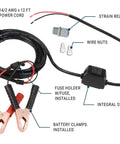 Replacement Power Cord Kit For G8P Fuel Transfer Pump With 12 Foot Cord Battery Clamps 20A Fuse Fuse Holder On Off Rocker Switch Wire Nuts