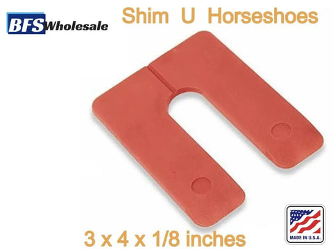 Built Tough Plastic Structural Shim Horseshoe Leveler U Shape Window Door Spacer 3 By 4 By 1 4 Inch Thick Blue Pack Of One Hundred Heavy Duty Adjustable Thickness Top Notch Made In USA Grade red shim
