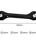 2 Piece Bike Hub Cone Wrench Set For Wheels And Pedals, Four Sizes 13 14 15 16 Millimeters, Double Sided, 200mm steel tool
