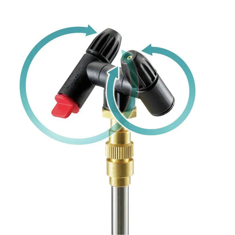 Dual nozzles on Cordless Sprayer With 1.3 Gallon Tank, 18V LXT Battery Not Included, Variable Mist And Jet Nozzles, 19 To 38 PSI Range.