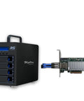 4 Bay External Raid Tower Enclosure With Hot Swappable 12G Sas And 6G Sata Drive Bays showing USB connection and control panel.