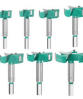 Floweringbeter 3-edged hole opener cutters with hex shanks; green metal woodworking set of 8.