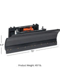Beast 79 Inch Hydraulic Dozer Blade For Skid Steer With SSQA Quick Attach Snow Blade, dimensions 79"x24.5", weight 497 lb