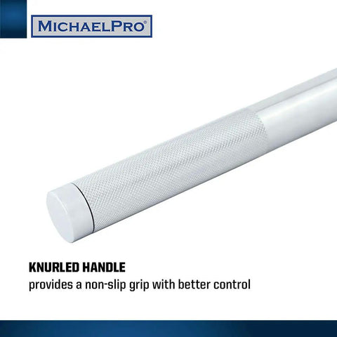 Knurled handle of Extendable One Half Inch Drive Breaker Bar With 15 To 24 Inch Flex Handle And Rotating Head, Heavy Duty Chrome