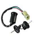 Heavy Duty Ignition Switch Lock Kit With Keys For KXR 250 Maxxer Euro 2 ATVs, black wired plug and key set