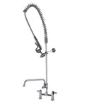 Heavy Duty 7 Inch Deck Mount Commercial Faucet With Sprayer And Pull Down Hose Single Pedestal Restaurant Pre Rinse Faucet Pro Grade Kitchen Faucet With Flexible Hose And 360 Degree Pull Out Spray Head Dishwasher Compatible shown