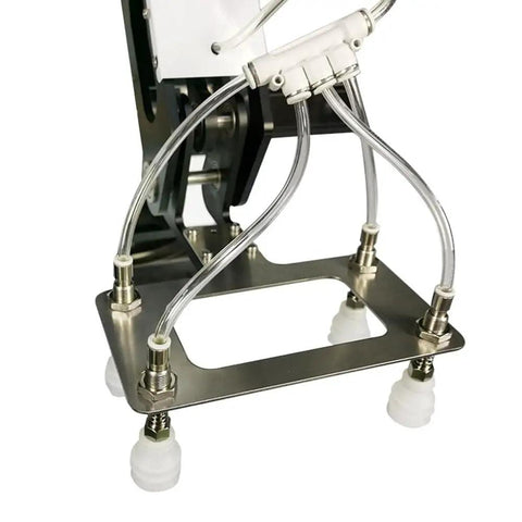 Industrial Vacuum Suction Arm Accessory For Pneumatic Systems With Fifty Millimeter Diameter Three Layer Suction Cup Metal Tracheal Adapter And Powerful Suction Tip Heavy Duty Vacuum Component For Glass Metal Plastic And Packaging Handling, showing metal base and flexible tubes.