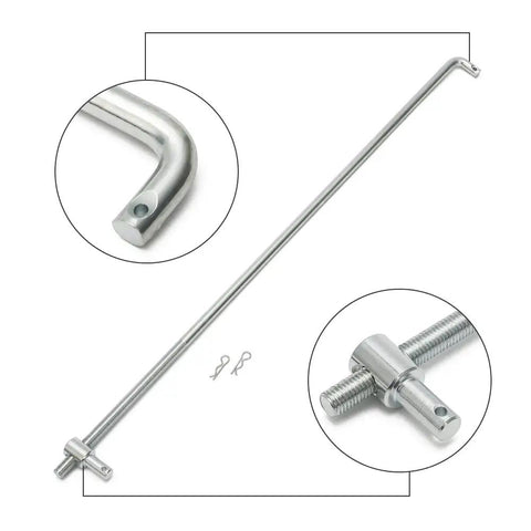 Universal Throttle Linkage Rod Kit For Classic Chevys 14.96 Inch Adjustable Accelerator Clip Made From Beefy Carbon Steel With White Zinc Plating Non Cable Linkage Works On 1967 1969 Camaro Nova Chevelle El Camino close-up rod and threaded end