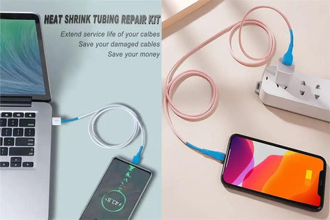 30 Pcs Spiral Cable Protectors Kit With 5 Sizes And Colors For DIY Cable Management Flexible Cord Savers Kit in use with devices