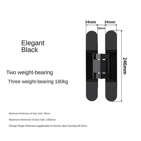 Concealed Invisible Door Hinges Set Of 4 Adjustable Heavy Duty Hardware For Smooth As Butter swing detailed specs and measurements.