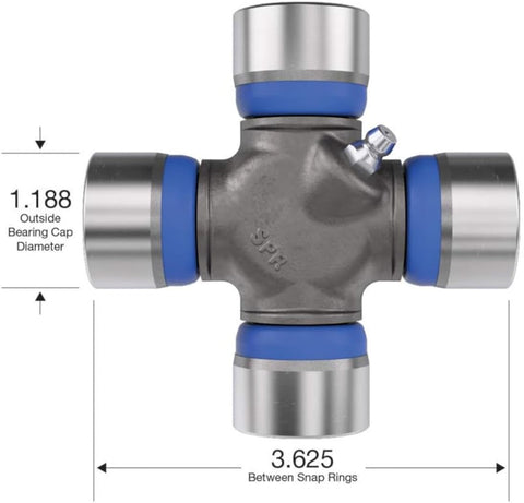Greaseable Universal Joint Kit 1350 Series OSR With Snap Rings, Exterior Snap Ring Style, Bearing Cap Diameter 1.188", Cap To Cap 3.625".