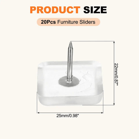 No Drama Nail On Sliders Tough Plastic Floor Savers Keeping Your Hardwood Floors Pristine showing 25mm clear slider with iron pin