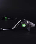 Adjustable Short Brake And Clutch Levers For Kawasaki Z900 Ninja 650 Z650 Ergonomic Anodized 6061 Aluminum motorcycle part close-up on black background.