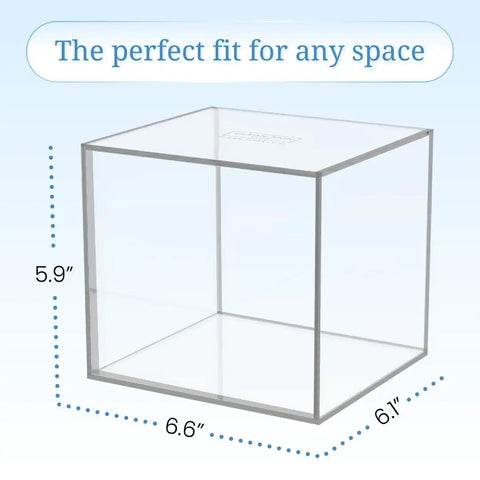 No Fuss Clear Acrylic Storage Box For Towels And Towelettes Countertop Dispenser Bin, 6.6 x 6.1 x 5.9 in, transparent design.